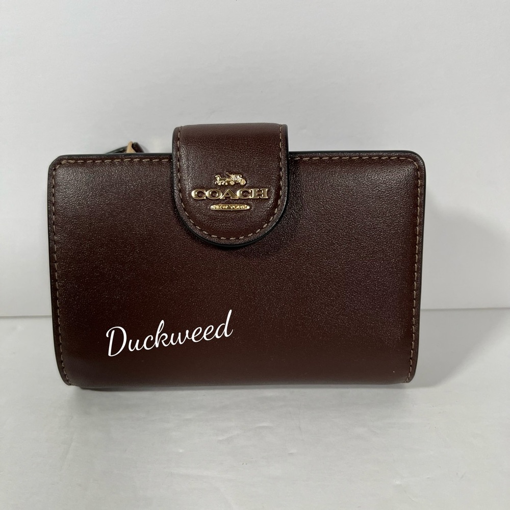 NWT COACH Women’s Medium Corner Zip Wallet Refined Leather Gold/Maple